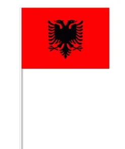 Albansk Papirflag på Pind, 27 x 20 cm