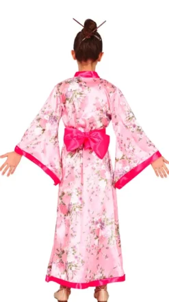 Asiatisk Prinsesse – Lyserød Kimono Kostume til Piger (3–12 år)