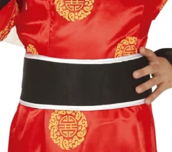 Asiatisk Prinsesse - Rødt Kimono Kostume Til Piger (3 - 12 år)