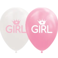 Baby Girl Naturlatex Balloner 30 cm, 8 stk.