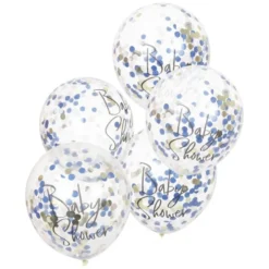 Babyshower Navy/Pink Konfetti Balloner, 5 stk.