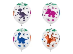 Ballon 30 cm, Dinosaurs, Pastel Pure Hvid (6 Stk.)