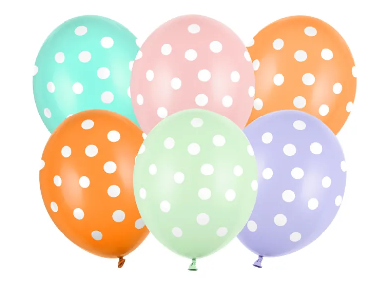 Ballon 30 cm, Dots, Mix (6 Stk.)