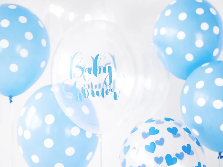 Ballon 30 cm, Dots, Pastel Baby Blå (6 Stk.)