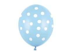 Ballon 30 cm, Dots, Pastel Baby Blå (6 Stk.)