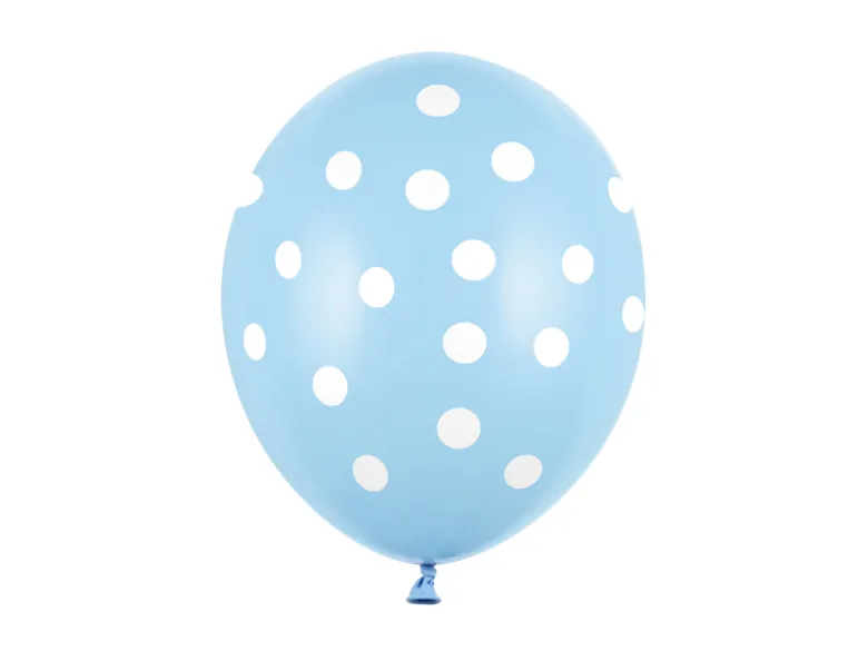 Ballon 30 cm, Dots, Pastel Baby Blå (6 Stk.)