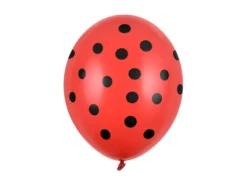 Ballon 30 cm, Dots, Pastel Poppy Rød (6 Stk.)