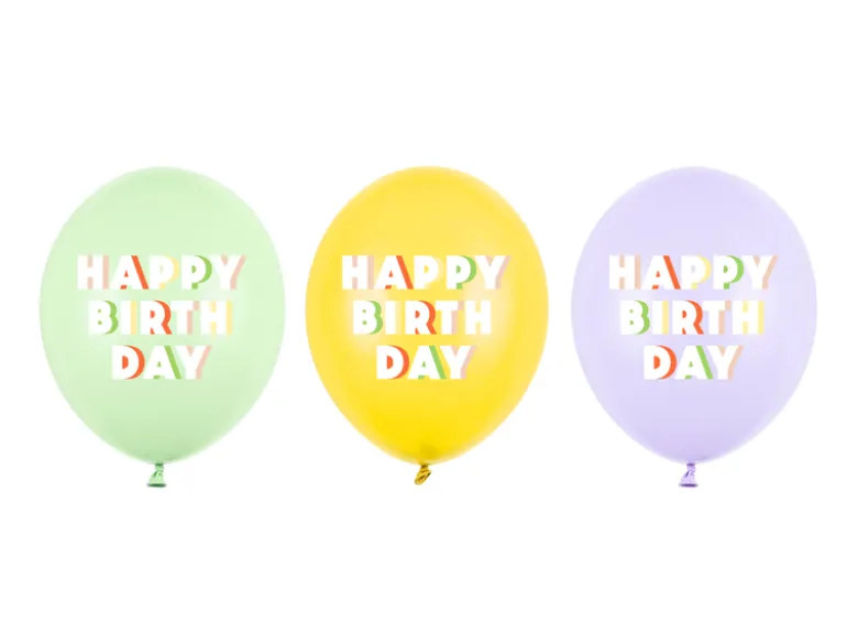 Ballon 30 cm, Happy Birthday, Mix (50 Stk.)