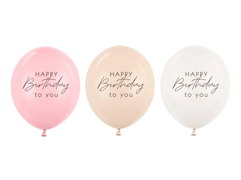 Ballon 30 cm, Happy Birthday, Pink Mix (50 Stk.)