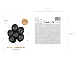 Ballon 30 cm, Happy New Year, Pastel Sort (6 Stk.)