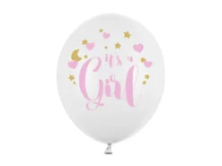 Ballon 30 cm, It'S A Girl, Pastel Pure Hvid (6 Stk.)