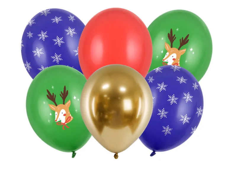 Ballon 30 cm Merry Christmas, Mix (6 Stk.)