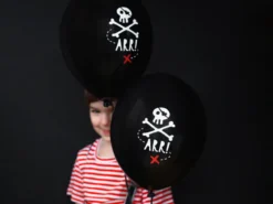 Ballon 30 cm, Pirat, Pastel Sort (6 Stk.)