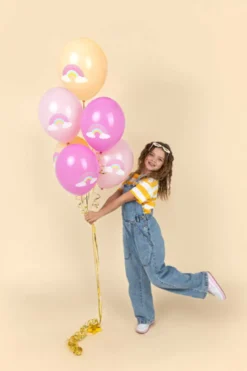 Ballon 30 cm, Regnbue, Mix (6 Stk.)