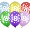 Ballon 30 cm, 8 Års Fødselsdag, Metallic Mix (50 Stk.)