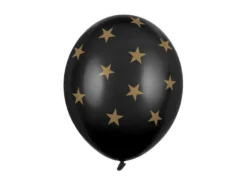 Ballon 30 cm, Stjerner, Pastel Sort (50 Stk.)