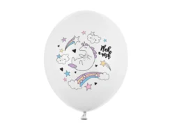 Ballon 30 cm, Unicorn, Pastel Pure Hvid (6 Stk.)