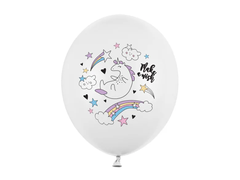 Ballon 30 cm, Unicorn, Pastel Pure Hvid (6 Stk.)