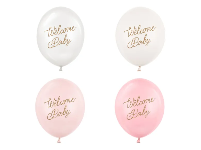 Ballon 30 cm, Welcome Baby, Pink Mix (50 Stk.)