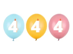 Ballon Med Tal 30 cm, 4, Mix (50 Stk.)