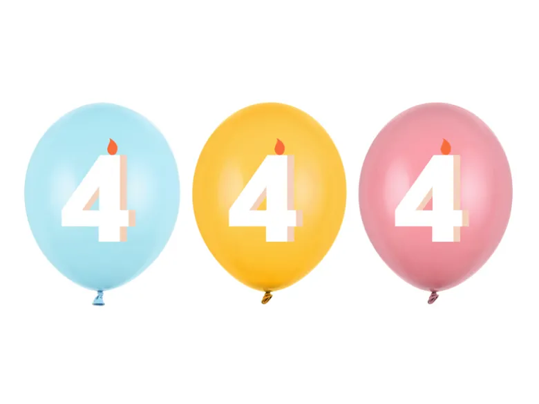 Ballon Med Tal 30 cm, 4, Mix (50 Stk.)