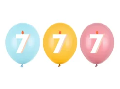Ballon Med Tal 30 cm, 7, Mix (50 Stk.)