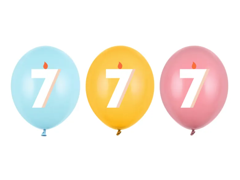 Ballon Med Tal 30 cm, 7, Mix (50 Stk.)