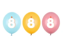 Ballon Med Tal 30 cm, 8, Mix (50 Stk.)
