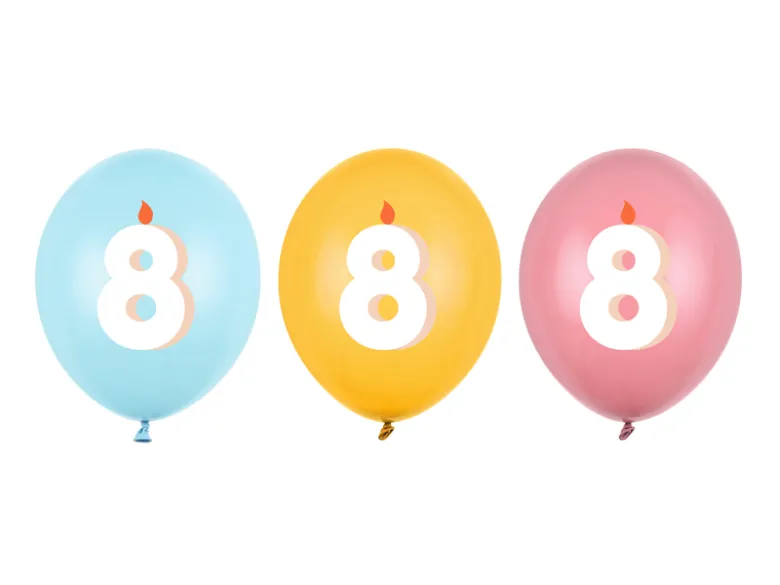 Ballon Med Tal 30 cm, 8, Mix (50 Stk.)