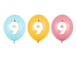 Ballon Med Tal 30 cm, 9, Mix (50 Stk.)