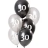 Ballon mix Glossy Black "Happy 30" 23 cm, 6 stk.