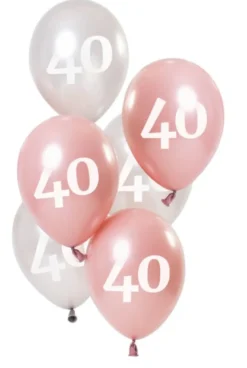 Ballon mix Glossy Pink "Happy 40" 23 cm, 6 stk.