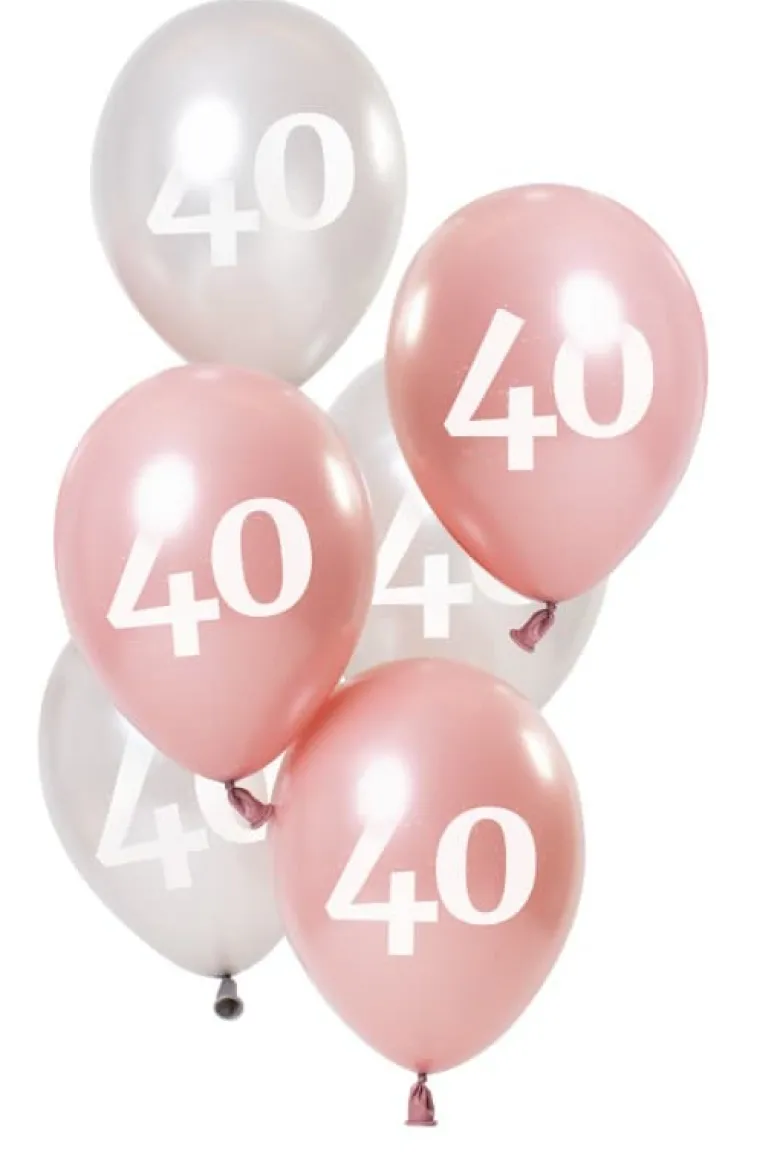 Ballon mix Glossy Pink "Happy 40" 23 cm, 6 stk.