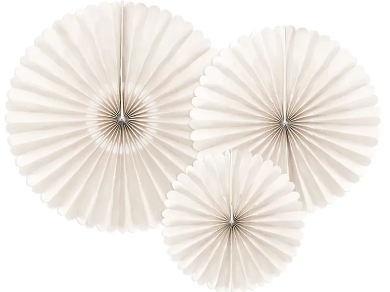 Beige Papir Rosetter, Pakke m/3 stk.