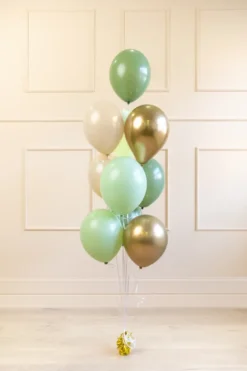 Blandet Balloner Grøn / Creme, 10 stk.