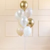 Blandet Balloner Hvid / Guld, 10 stk.