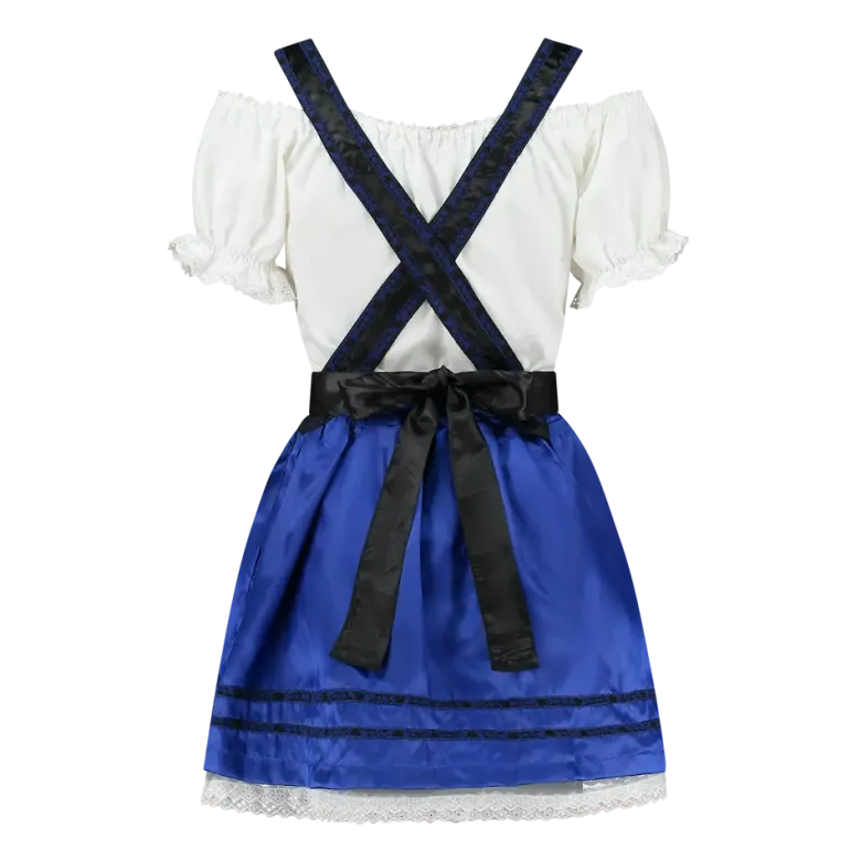 Blå Dirndl m/H-Seler & Løs Skjorte i 100% Bomuld