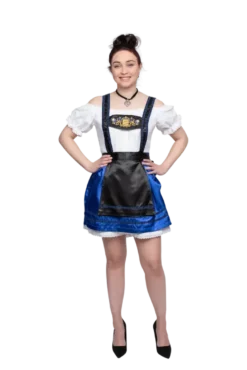 Blå Dirndl m/H-Seler & Løs Skjorte i 100% Bomuld