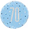 Blå Glitz Fødselsdags Folieballon, 70 År