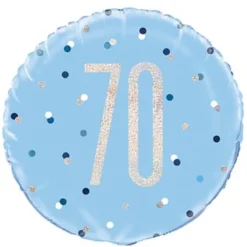 Blå Glitz Fødselsdags Folieballon, 70 År