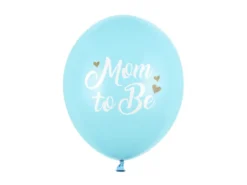 Blå Latex Balloner m/"Mom To Be" 6stk., 30cm