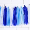 Blå, Lyseblå & Hvide Papir Tassels DIY, 12 stk.