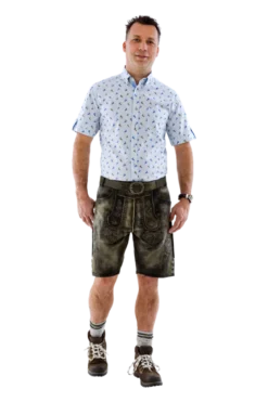 Blå Skjorte med Oktoberfest Print, 100% Bomuld