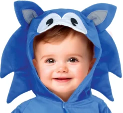 Blåt Pindsvin Baby Kostume – Heldragt med Hætte (12–24 mdr.)