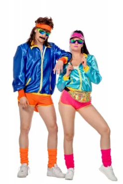 Blåt Satin Tracksuit m/Orange Shorts
