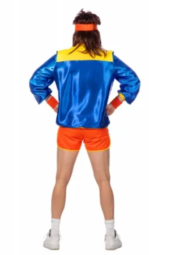 Blåt Satin Tracksuit m/Orange Shorts