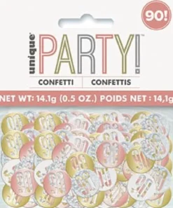 Bordkonfetti 90 År - Happy BDAY Rosegold Glitz
