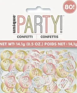 Bordkonfetti 80 År - Happy BDAY Rosegold Glitz