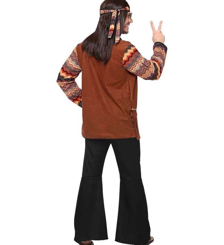 Brunt Hippie Herre Kostume