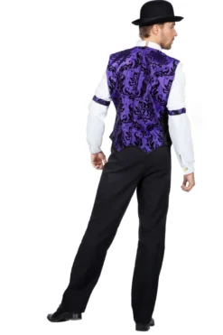 Casino Dealer Kostume - Lilla Vest m/Ærmer